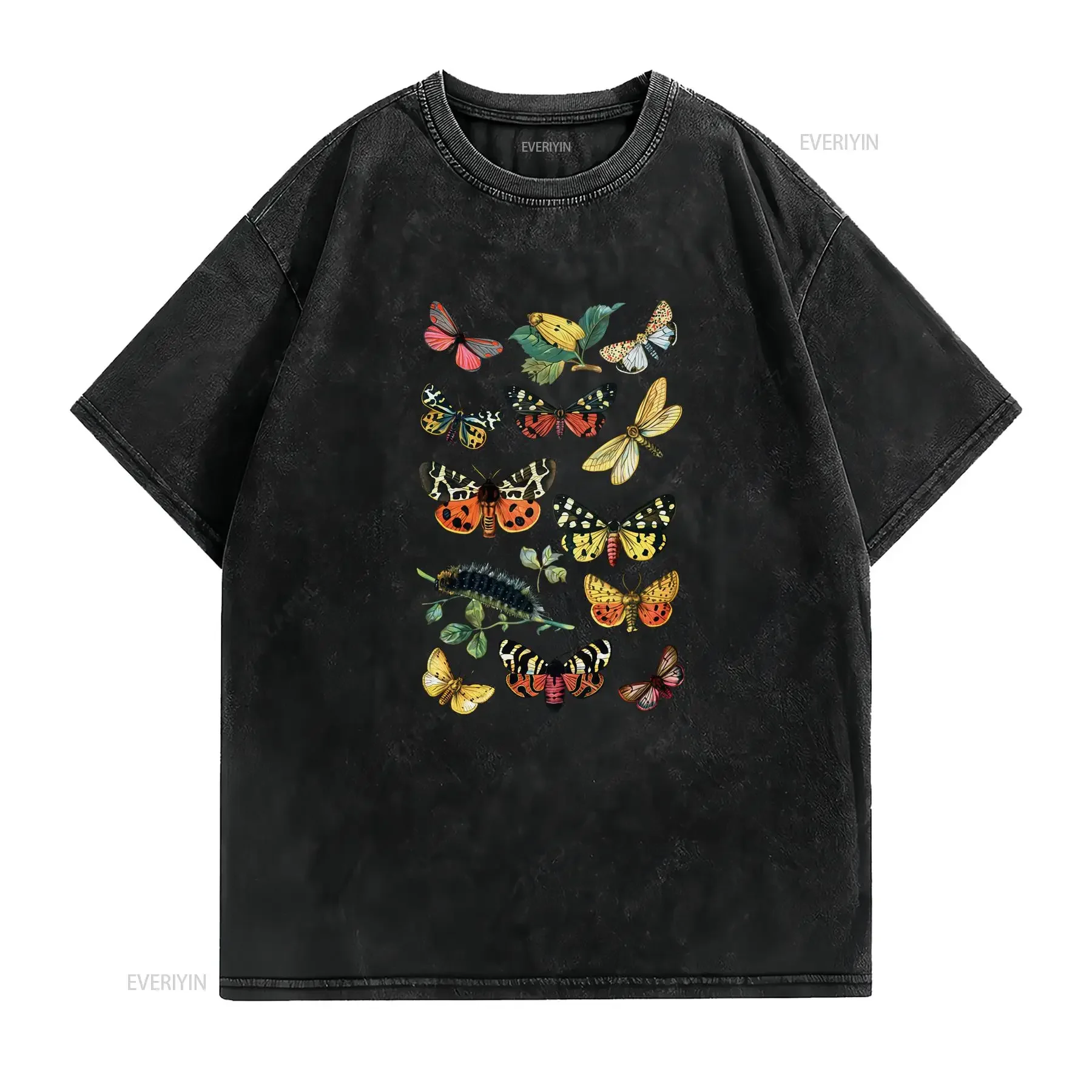 EUROPEAN BUTTERFLIES t shirt Nature vintage graphic illustration Insects ArT vintage Washed fashion homme Unisex Slightly