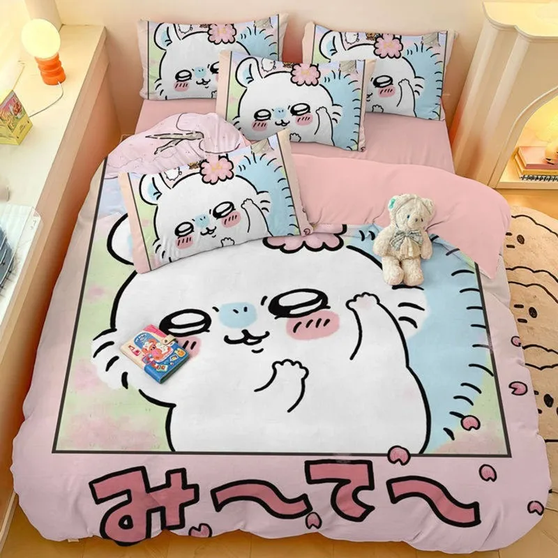Cartoon Kawaii Four-piece Set Bedding 100% Cotton Moisture-wicking Breathable Fine Workmanship Exquisitely Patterned Chiikawa