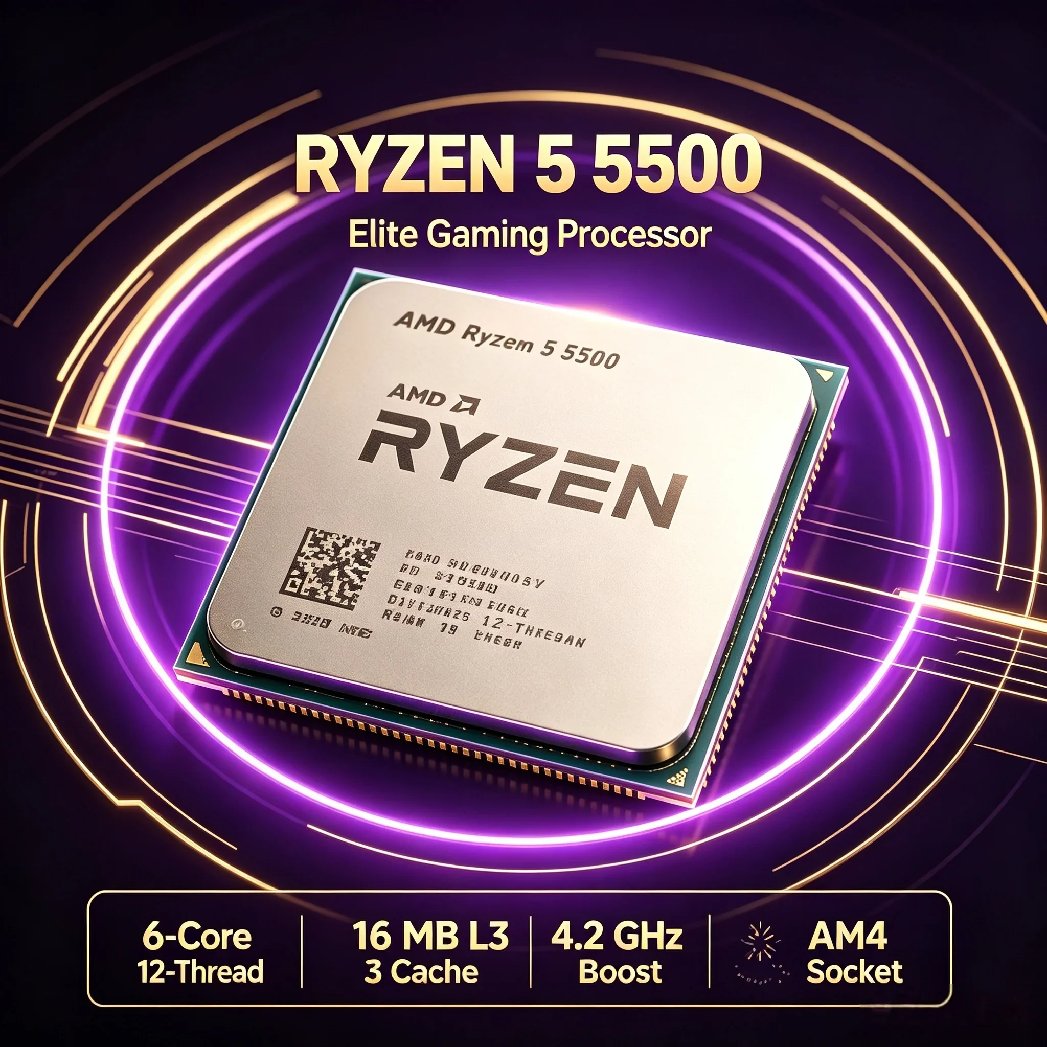 Compatible AM4 Socket Computer CPU AMD Ryzen 5 5500 R55500 Max 4.2GHz Boost 7NM Process 16MB L3 Cache Bare Desktop Processor