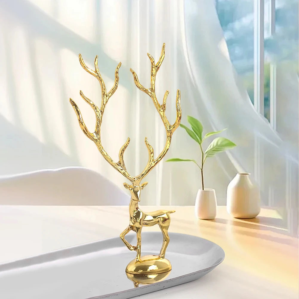 Gold Elk Animal Shape Figurine Alloy Electroplated Crafts Solid Metal Decorative Article Creative Home Decoration Accessories - Image 3