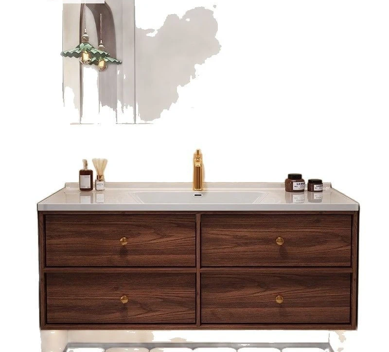 

Retro medieval style bathroom cabinet solid wood combination washbasin toilet ceramic