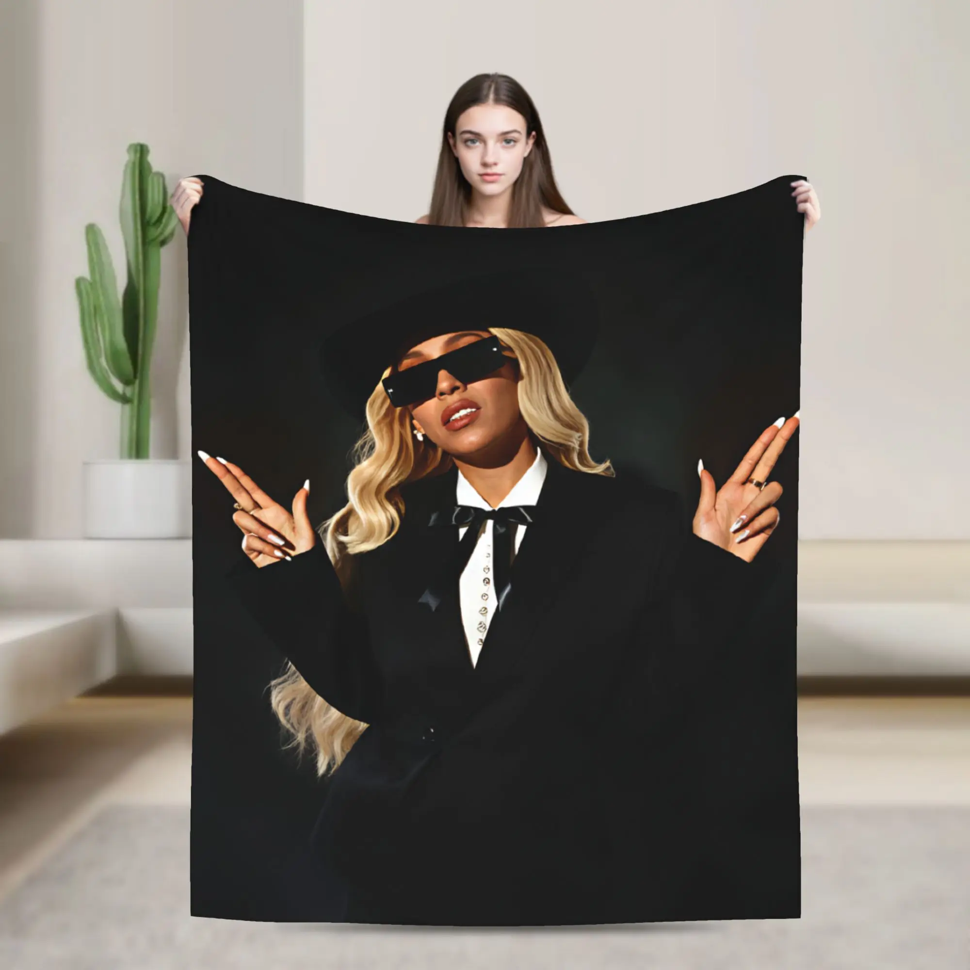 Pop Music Beyonce  Plush Blanket Girls Boys  Flannel Throw Blanket For Couch Bed Warm Design Quality Bedspread Gift