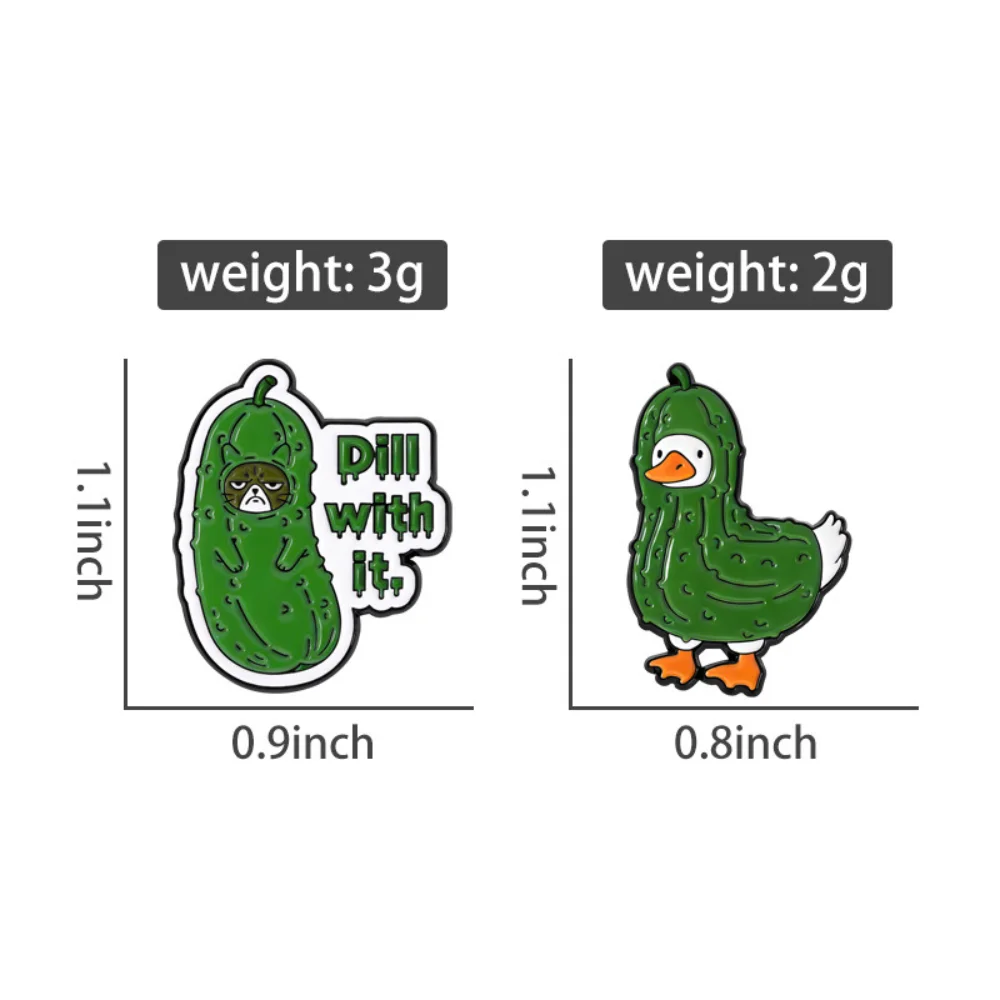 Funny Pickle Cat Dog Brooch Pickled Cucumber Animal Metal Badge Personalized Backpack Clothing Badge Decoration Accessories