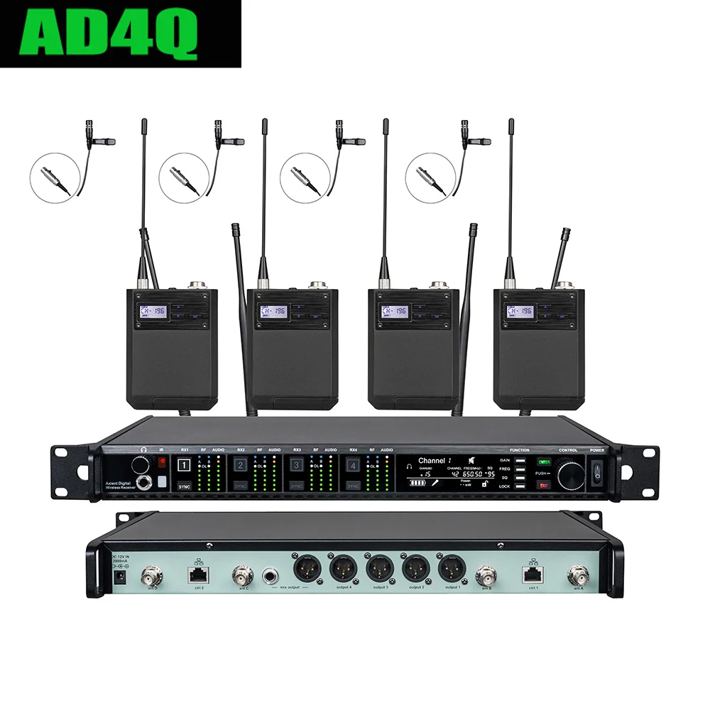 Microfono wireless professionale AD4Q Microfono da studio UHF 470-940 mhz a 8 canali per microfoni