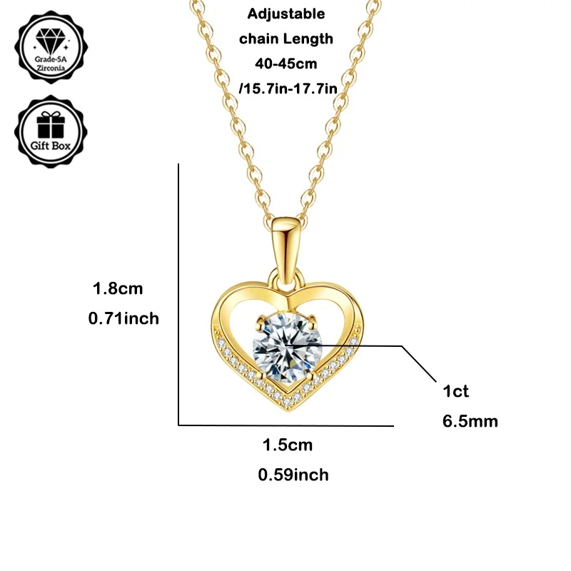 

LAMVOICE Jewelry for women, christmas gift, high quality gift, 1 carat zirconia necklace, S925 sterling silver necklace