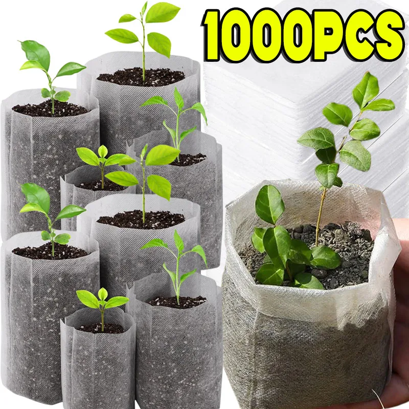 

100/1000 шт. разлагаемые нетканые мешки для выращивания растений, саженская сумка для семян, карманы для выращивания растений, мешочки для выращивания растений, садовые инструменты