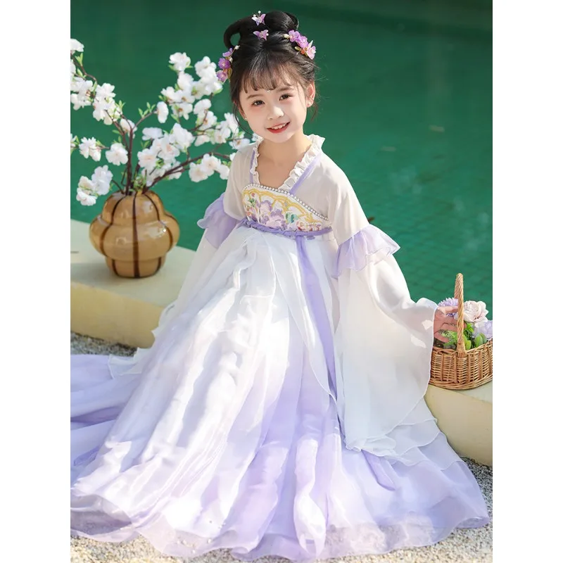 Hanfu girls spring and autumn ancient Chinese style 2026 new children's ancient style skirt super fairy girl Tang princess skirt