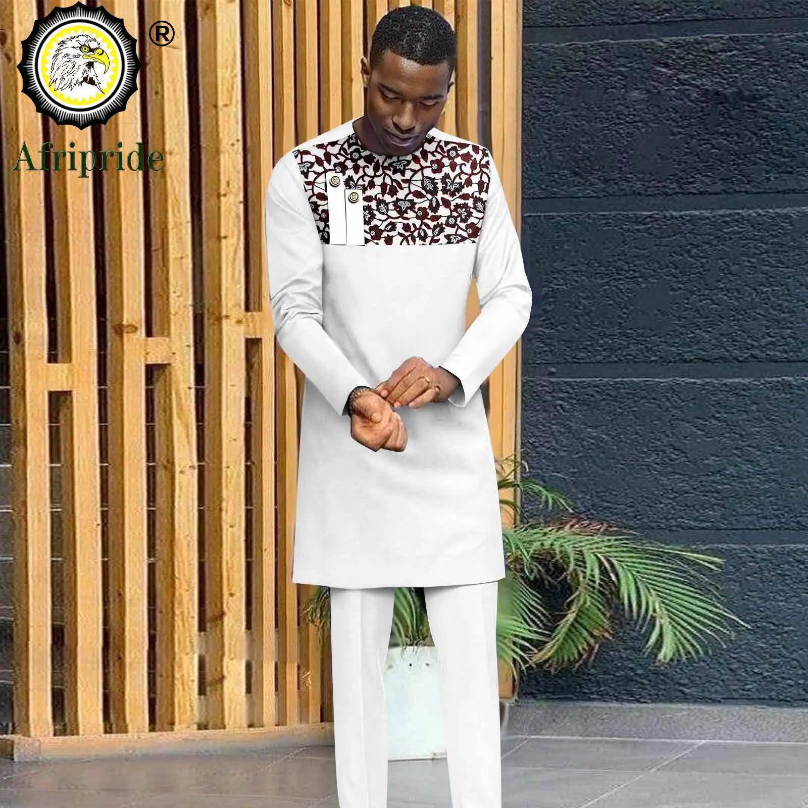 Men`s Suits Long Sleeve Embroidery Print Shirts and Pants 2 Piece Set Plus Size Casual Outfits African Clothes 2416109