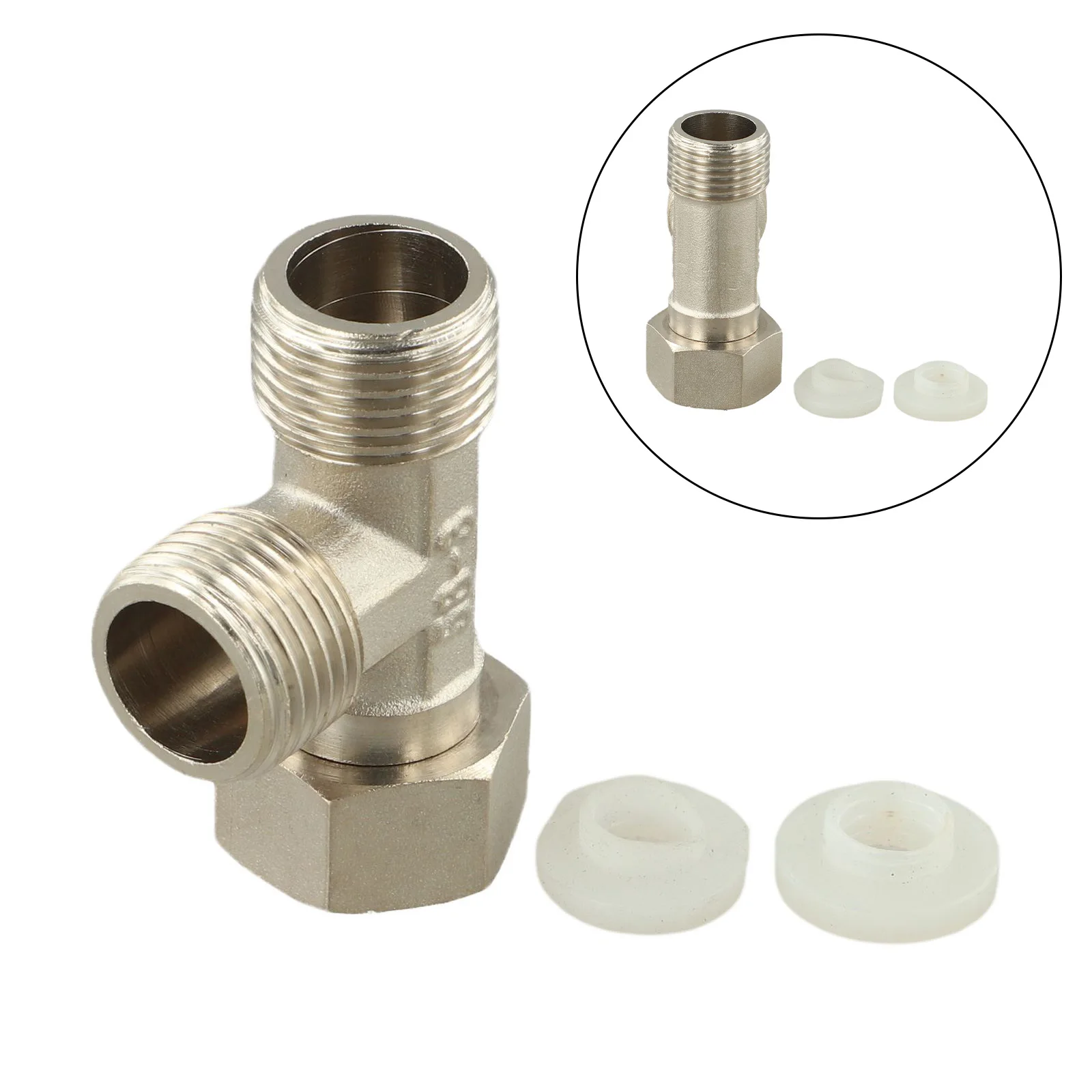 Water Connection 3-Way Brass Valve Bathroom Installation Rubber Seals Flexible Connection Reliable Installation
