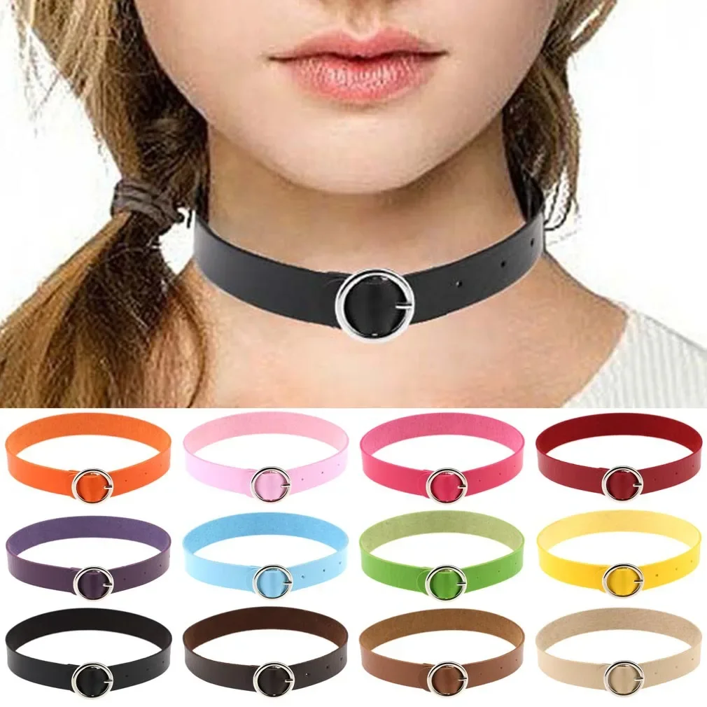 Punk Gothic Harajuku Sweet Simple Fashion Individuality Soft girl Leather Ring Pendant Collarbone chain Choker