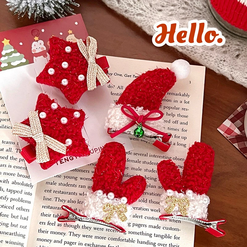 1Pair Christmas Hair Clip For Women Girls Sweet Children Deer Horn Star Hairpin Hair Accessories New Year Xmas Party Gifts image 5