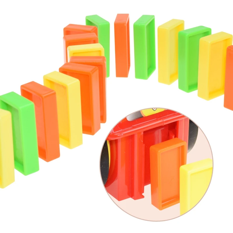 Kids Domino Train Car Set Sound Light Automatic Laying Domino Brick Colorful Dominoes Blocks Game Educational DIY Toy