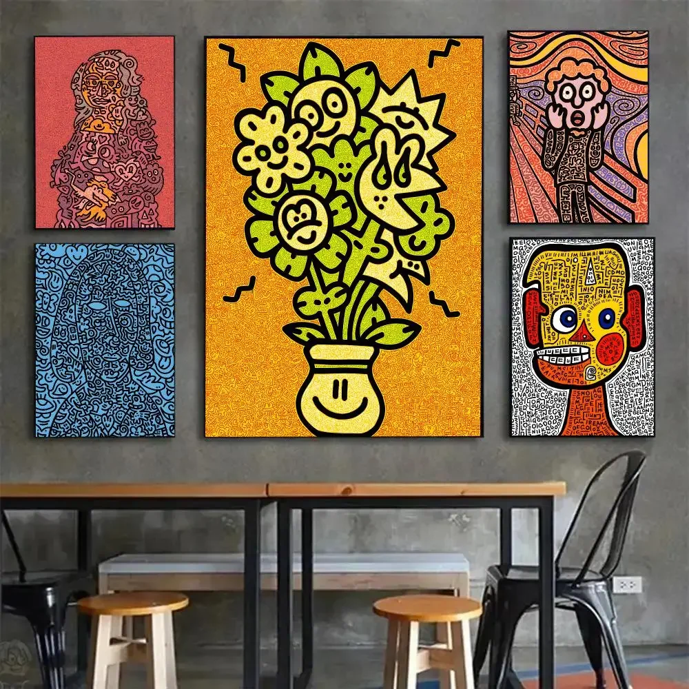 Artist Illustrator Mr Doodle Poster Painting Wall Art Mural for Living Room Home Decor and Gifts
