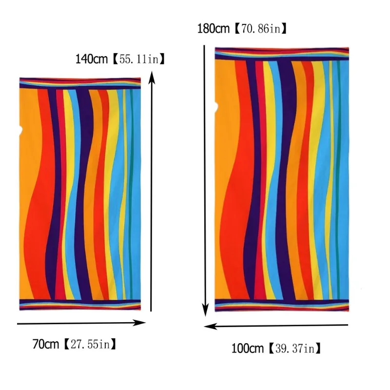 Colorful Wave Pattern Beach Towel Large Double Sized Bath Towel_voghion.com