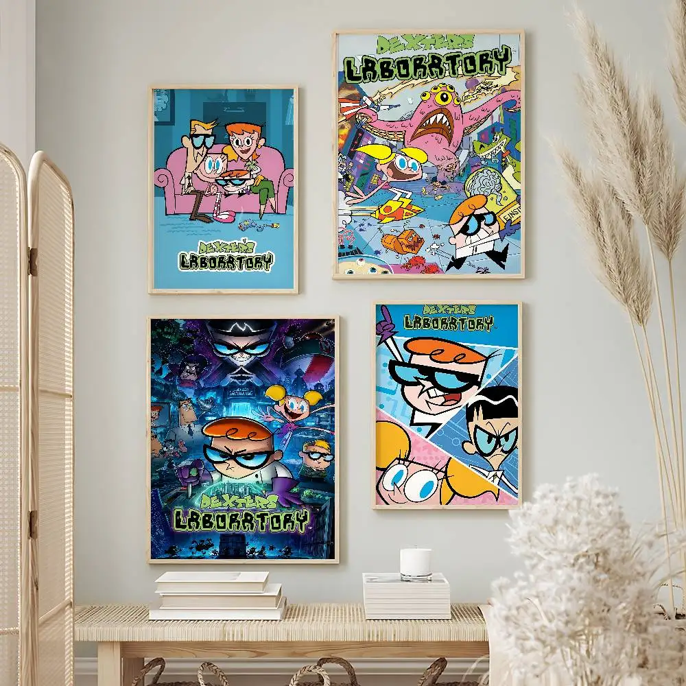 Retro Cartoon Dexter's Laboratory Premium Self-Adhesive No Residue Wall Sticker for Home Office Bar Decor