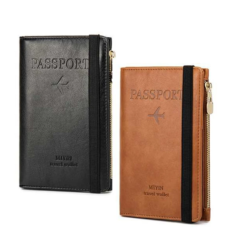 

2-Piece Travel Wallet Card Bag Multi-Function Degaussing Rfid Document Holder Passport Book