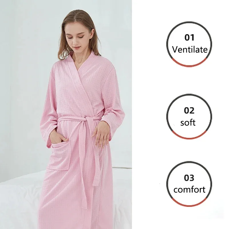 High-Quality Robe Large Size Long Men and Women Universal Residence Clothing Bathrobe Solid Black Plaid Couple Nightgowns