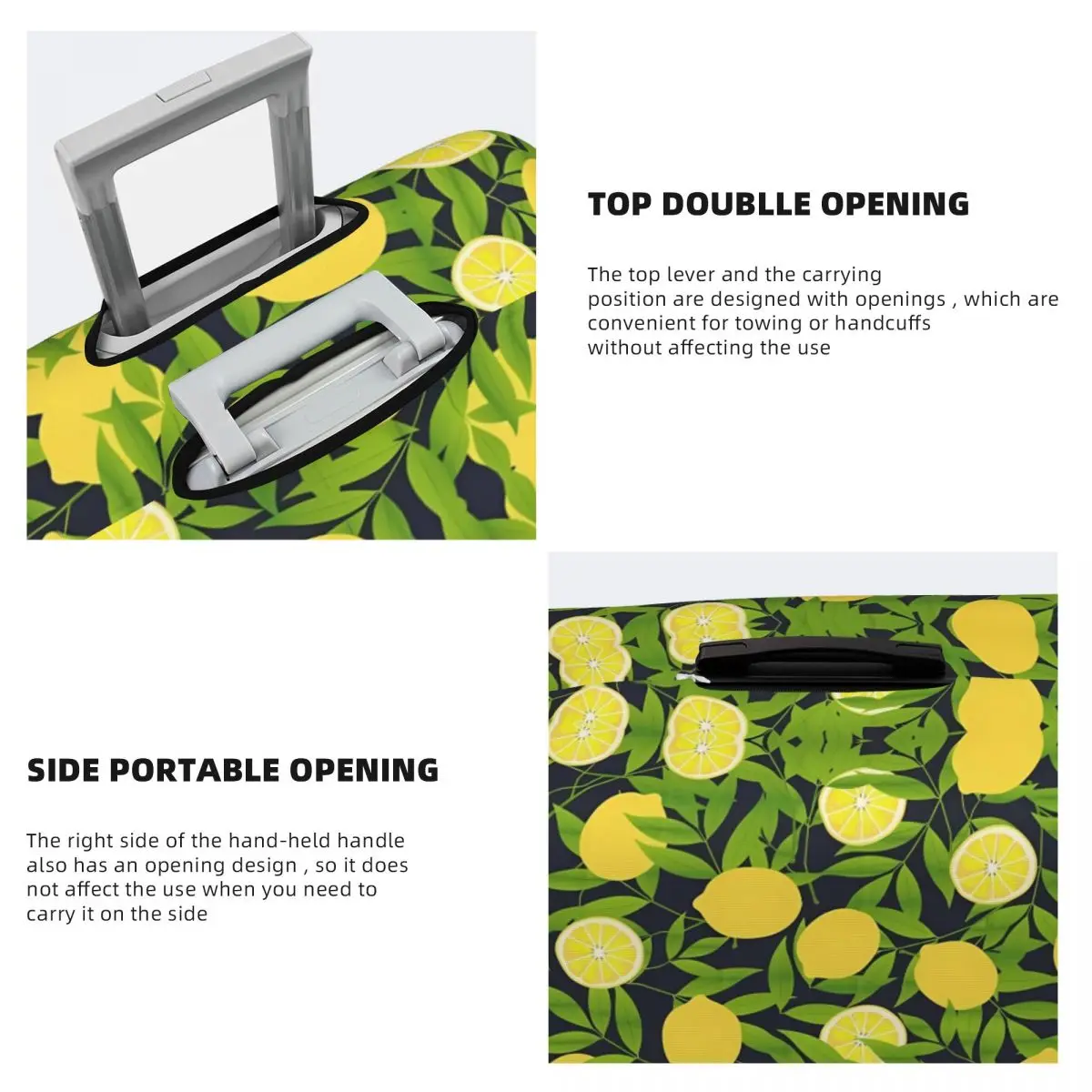 Lemon Pattern Suitcase Cover Green Summer Hawaii Business Flight Practical Luggage Accesories Protection Xmas Gift