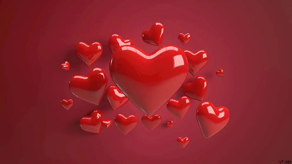 Fondo rojo con forma de corazón, decoración con globos, coches y nieve, ventana, flores, fiesta de boda, silla de pared de ladrillo, accesorios de fondo Bokeh