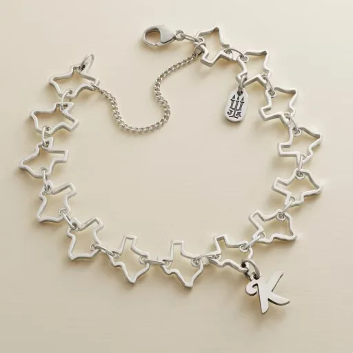 James Avery Bracelet S925 Sterling Silver Texas Outline Chain Link Bracelet, State Shape Bracelet Jewelry for Women Gift