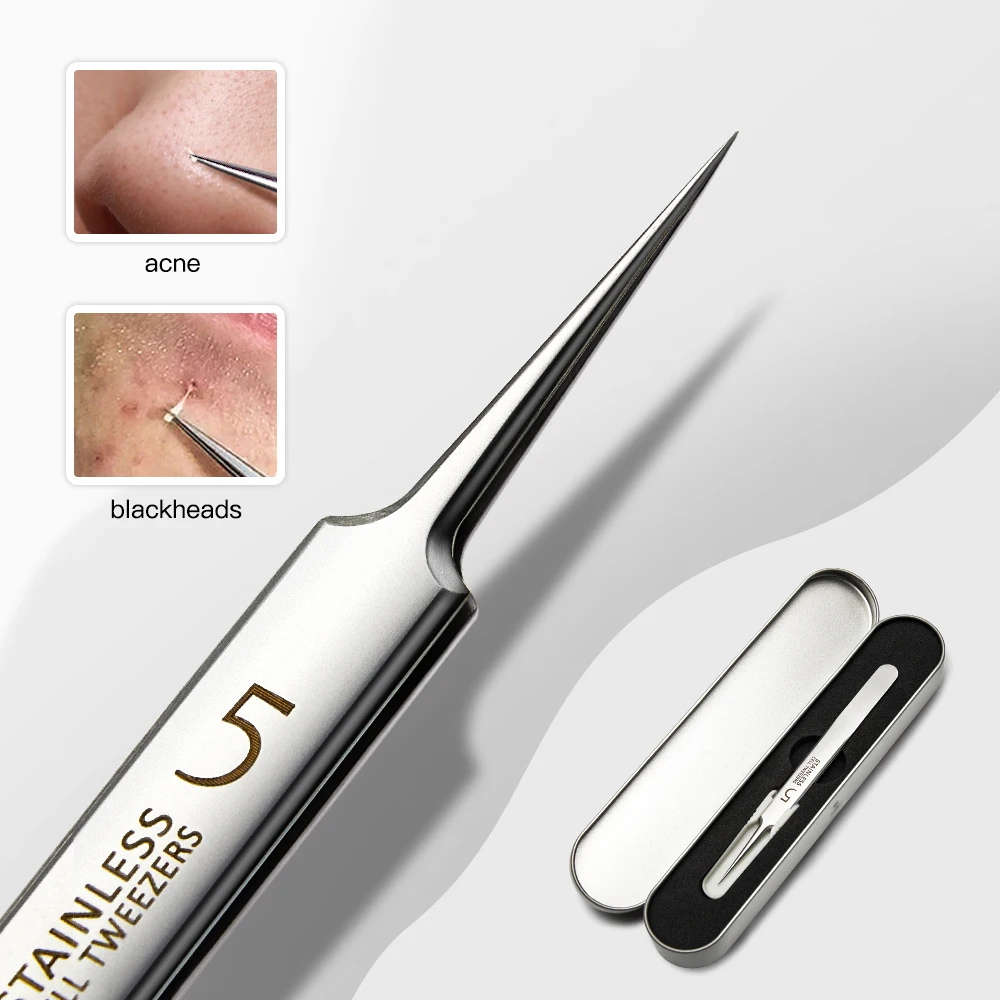Duitse Ultrafijne Nr. 5 Cel Puistjes Mee-Eter Clip 0.1Mm Mee-Eter Verwijderaar Pincet Zwarte Stippen Porie Schoner Acne Naald Gereedschap