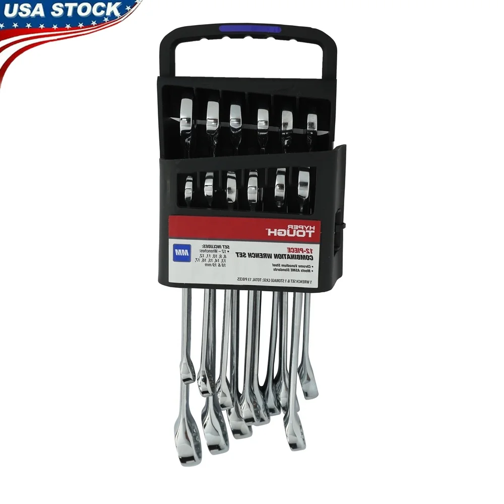 

12 Piece Metric Combination Wrench Set Chrome Vanadium Steel Heat Treated Mirror Polished Precision Machined Rustproof Durable