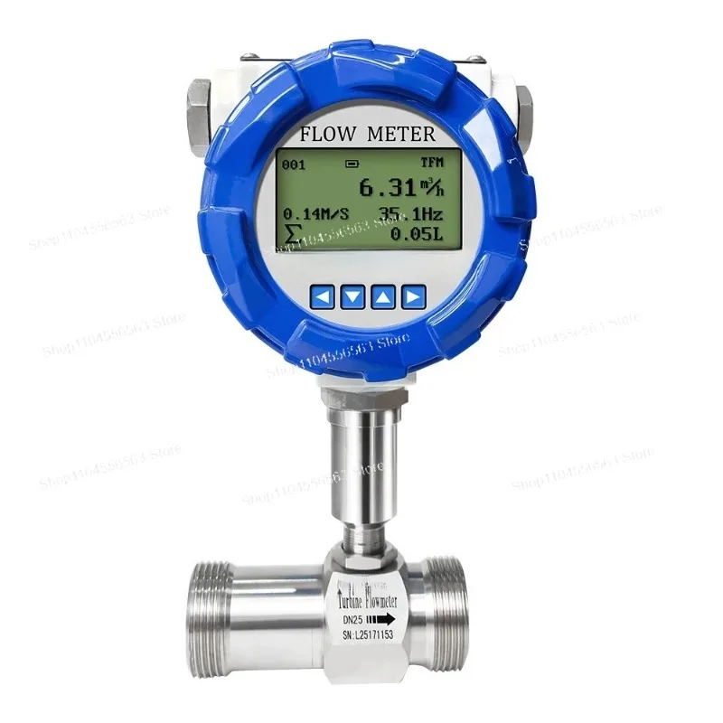 High Accuracy Liquid Turbine Flowmeter SS304 4-20mA RS485 Pulse Output LCD Display for Water Diesel Fuel Alcohol Oil