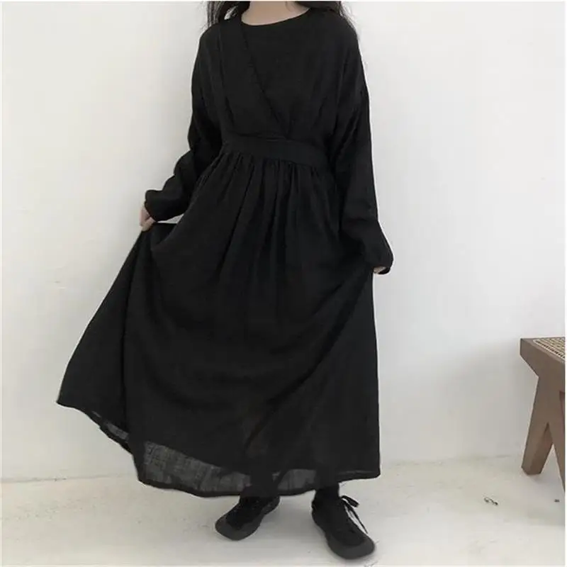 

Women's Dress Spring And Autumn New Waist French Hepburn Long Sleeve Black Casual Loose Dress