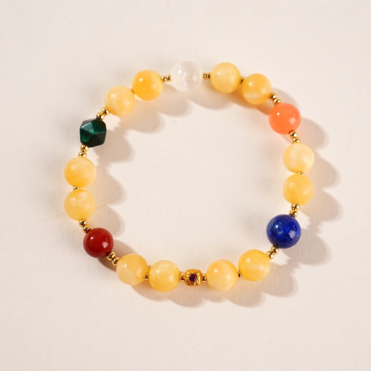 

JD Natural Stone Beige Jade Agate Lapis Lazuli Lucky Bracelet for Women Fortune Turning Beads Wealth & Good Luck Elegant Gifts