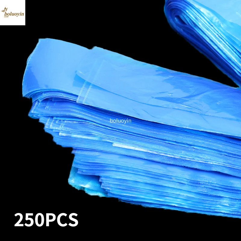 250pcs Tattoo Machine Bag Disposable Blue Medical Plastic Clip Cord Sleeve Cover Safety Professional Cleaning Accessory Supply