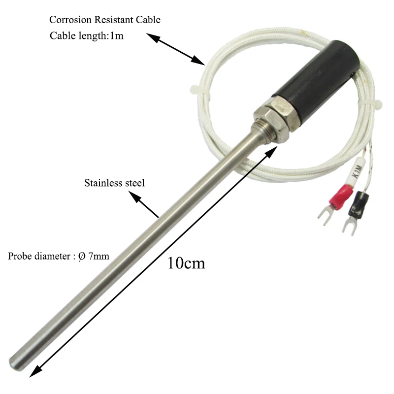 Sonda di temperatura tipo K 0-600'C termocoppia in acciaio inossidabile lunghezza 10cm sensore impermeabile