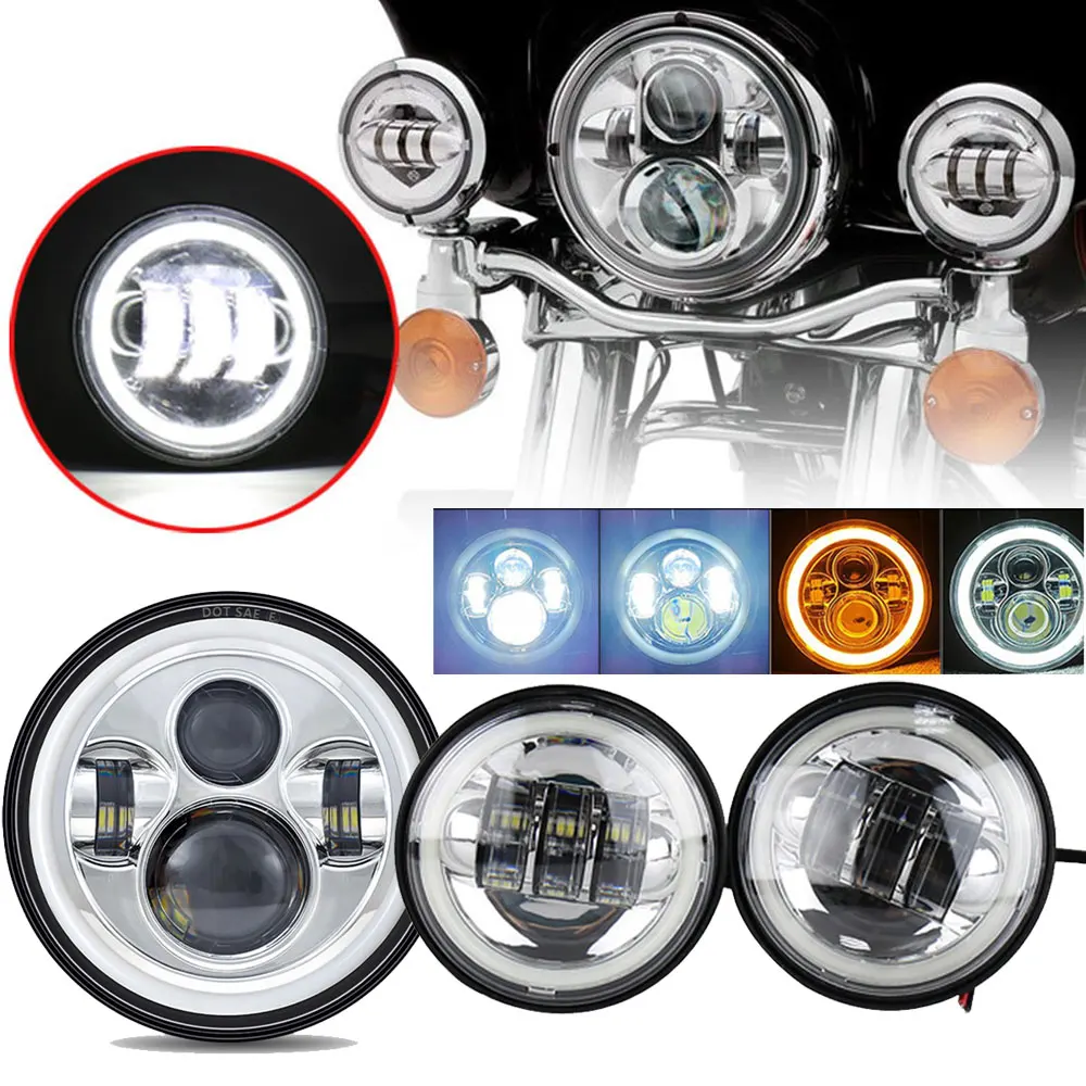 4.5“ 4 1/2 inch Motorcycle LED Fog Passing Auxiliary Light for Harley Classic Road King 4.5Inch LED Fog Light