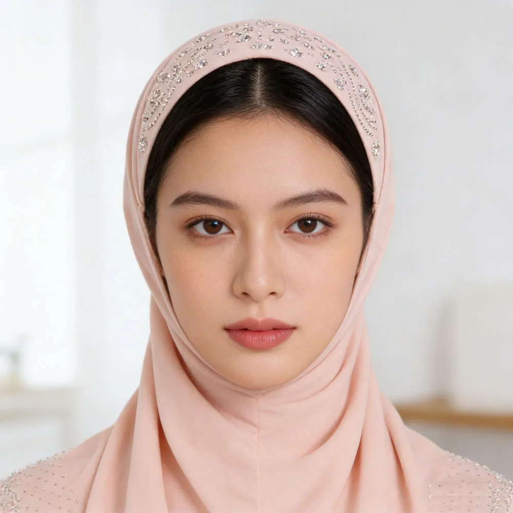 

Готовый к носке мусульманский хиджаб-шарф из джута и хлопка, без булавок, для женщин, исламский головной убор, абайя, тюрбан, накидка на шею