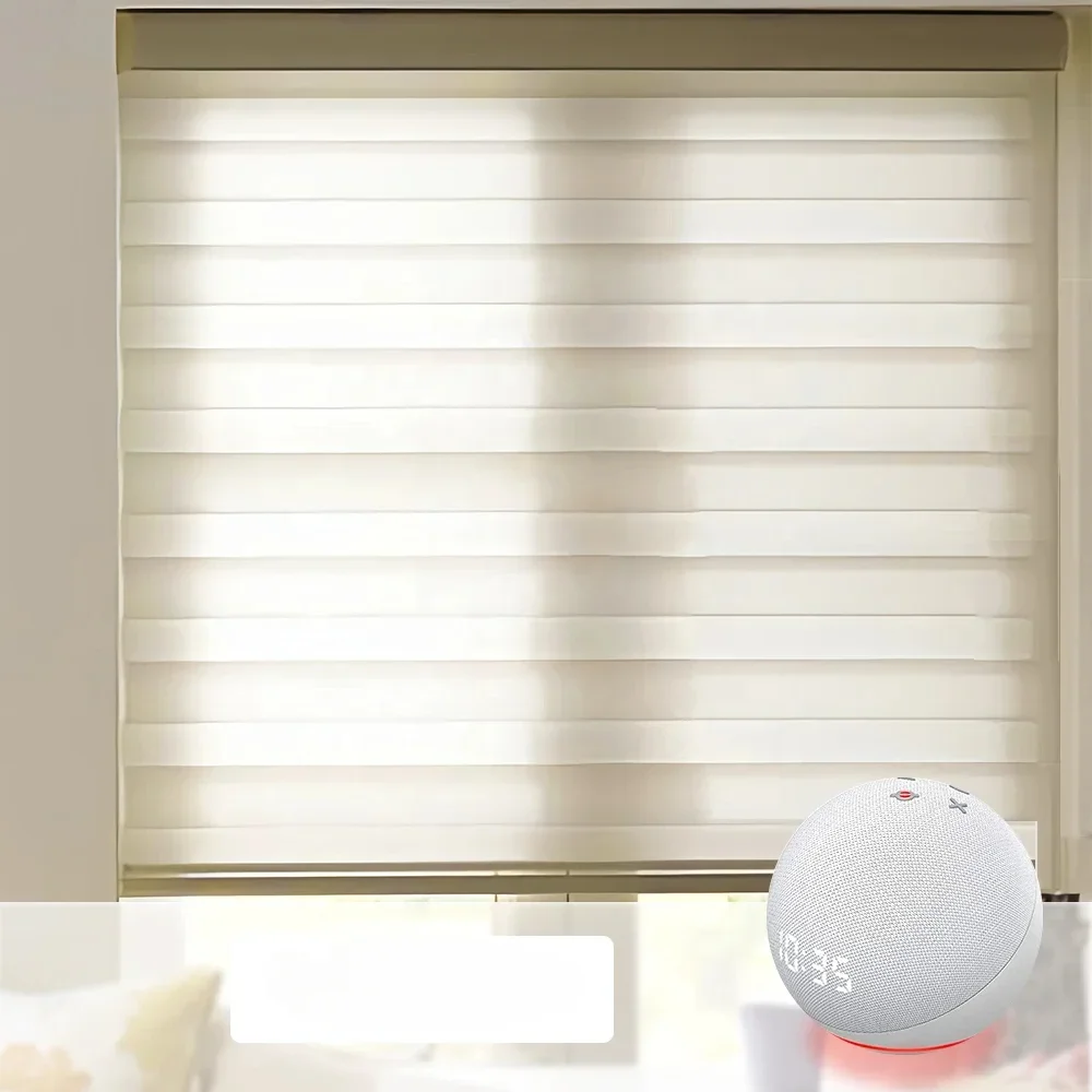 Motorized wifi remote control korean blind smart fabric dual cordless home zebra tuya blinds