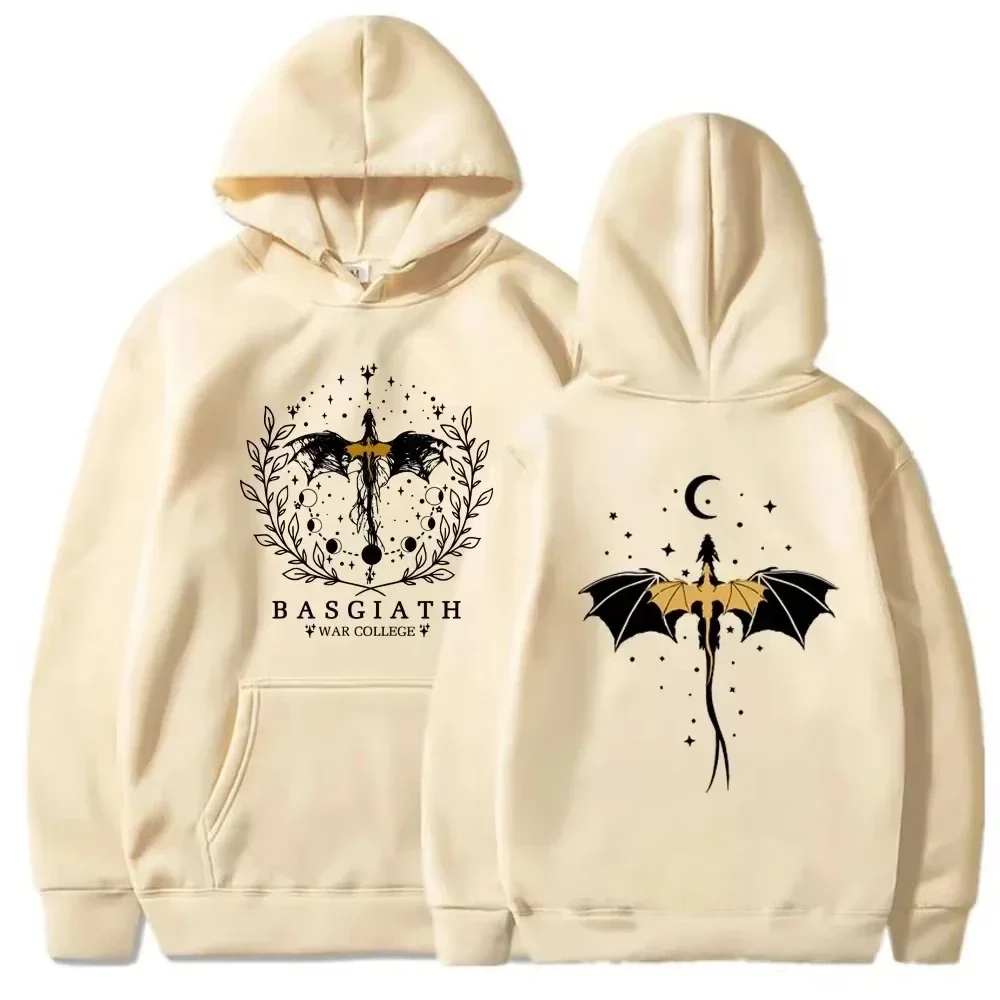 2025 Felpa con cappuccio stile Basgiath War Academy Quarta ala Abbigliamento da uomo e da donna Felpa con cappuccio sportiva primaverile e autunnale con motivo stampato