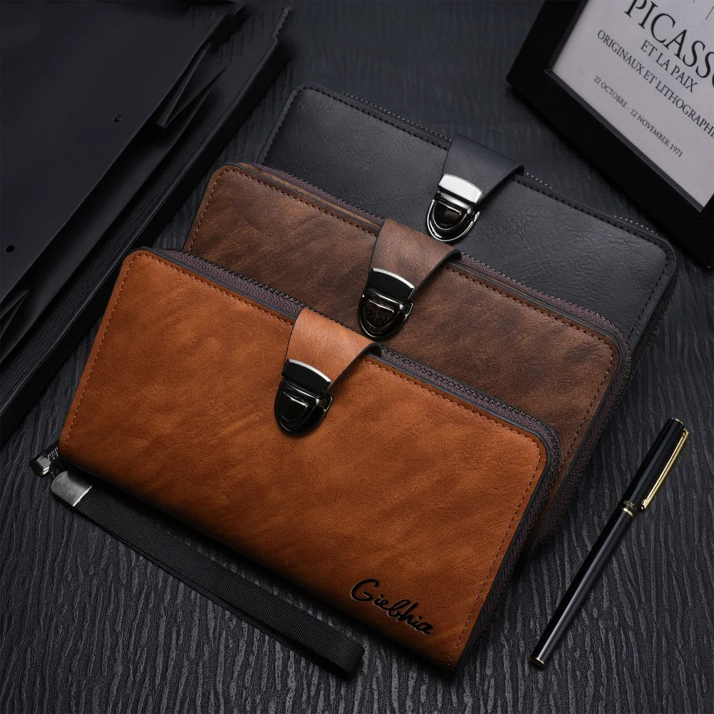 

Multiple Card Slots Male Long Wallet Large Capacity Elegant Fashion Clutch Wallet Anti Theft Handhold Coin Purse