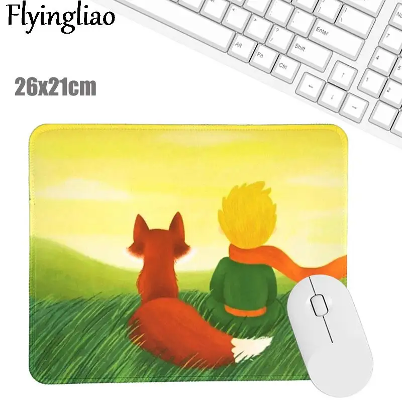 Little prince Fox Glass Creative Office Keyboard Pad Kawaii Laptop Mouse Mat Anti Slip Desk Mats Custom Desk Pad