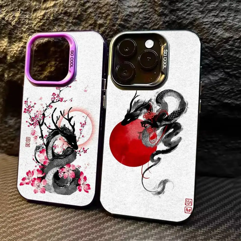 

Chinese dragon Phone Case Color Silver Shell For IPhone 17 16 15 14 13 12 11 Pro Max Plus