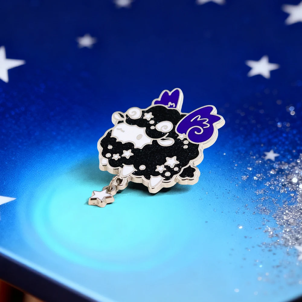 Dark Star Black Sheep Brosche, blaues, geflügeltes, niedliches Cartoon-Tier-Abzeichen, modischer Kragen-Schmuck, Emaille-Anstecker, Kleidungsaccessoires, Geschenke – Detail 6