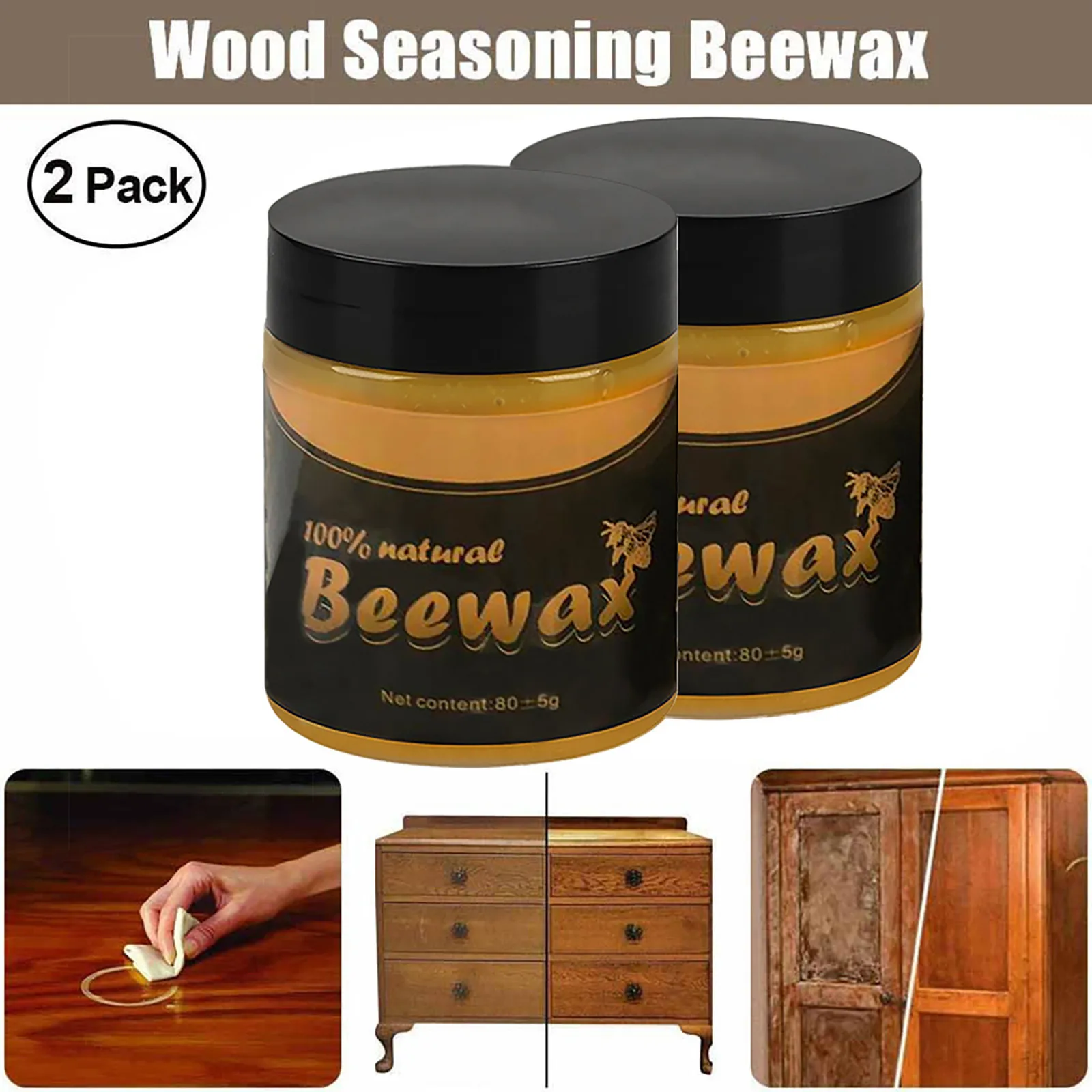 2pcs Polisher Wooden Furniture Polishing Beeswax Wear-resistant Furniture Care Wood Floor Maintenance Beeswax Wood Care Wax