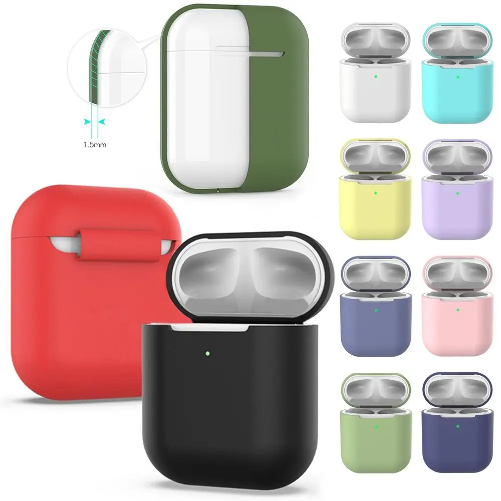 New Shockproof Dust Proof Ultra Thin Protective Skin Wireless Earphones Pouch Sleeve Protector Silicone Case Cover For Airpods 2