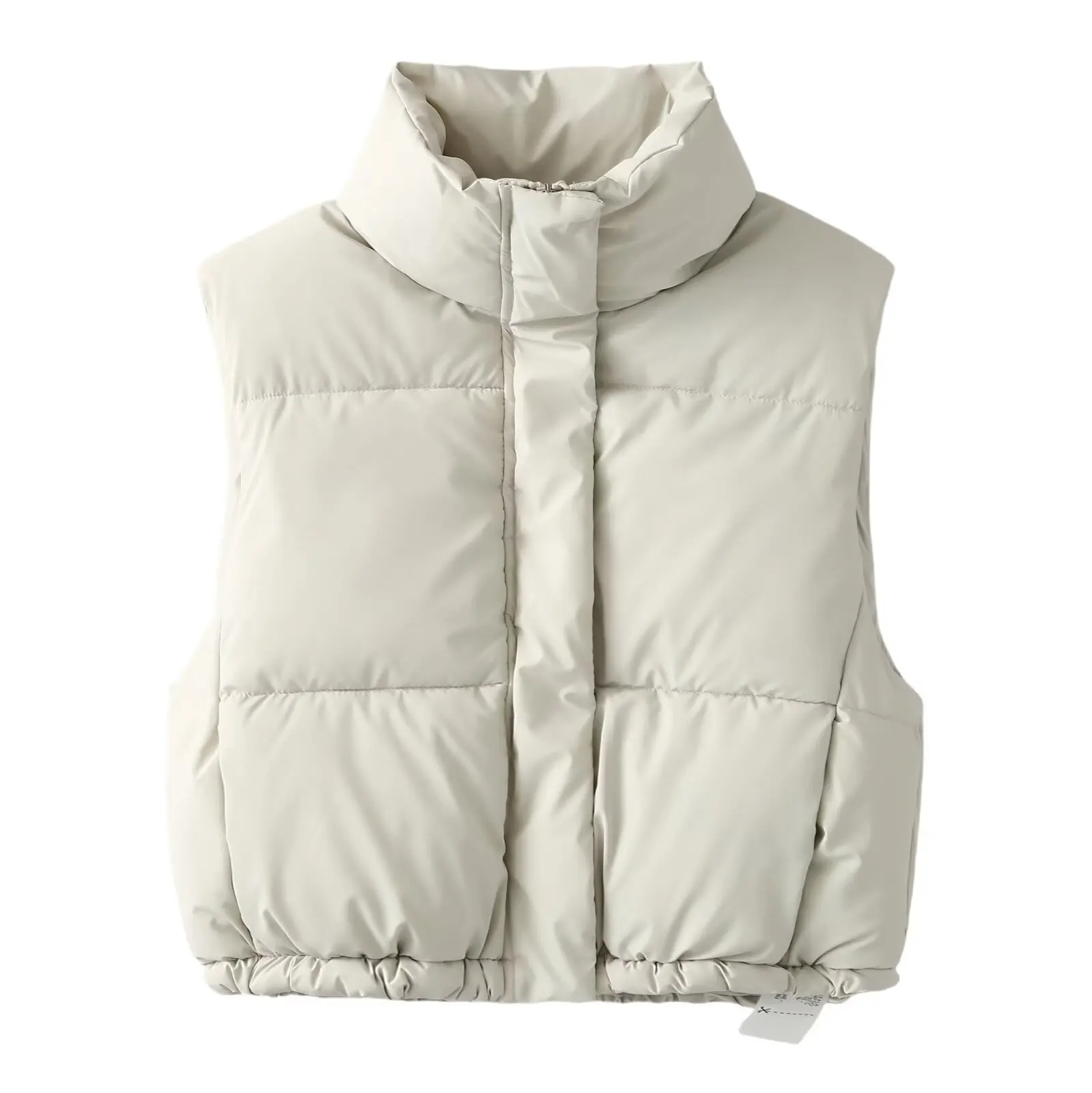 Fashionable Pure Color Stand Collar Pressed Cotton Vest NORA Women's Clothing 1255824811 Polyester Fiber Regular Length