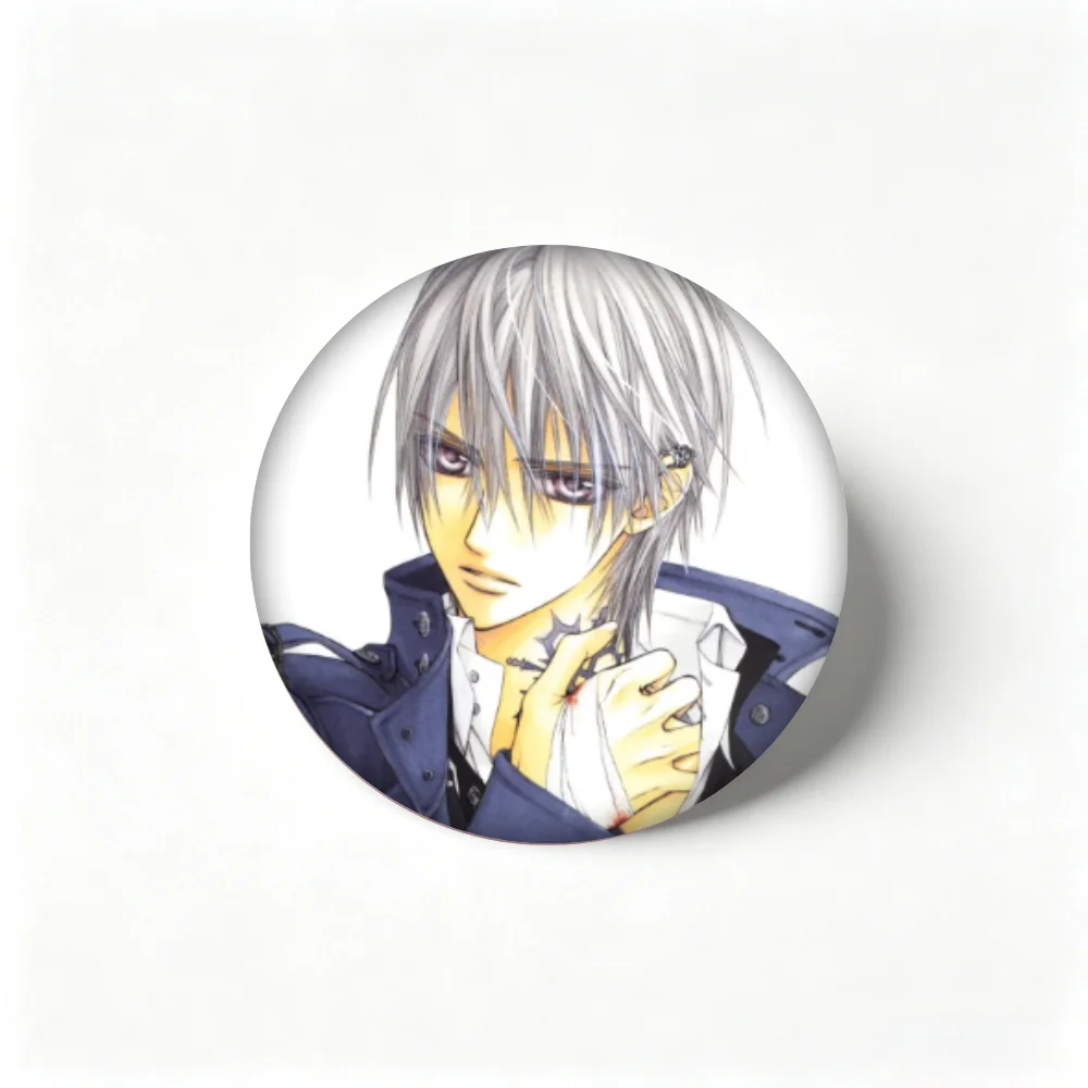 Anime Pins Vampire Knight Zero Kiryu Tinplate Round Badge for Backpack Clothes Hat Decoration