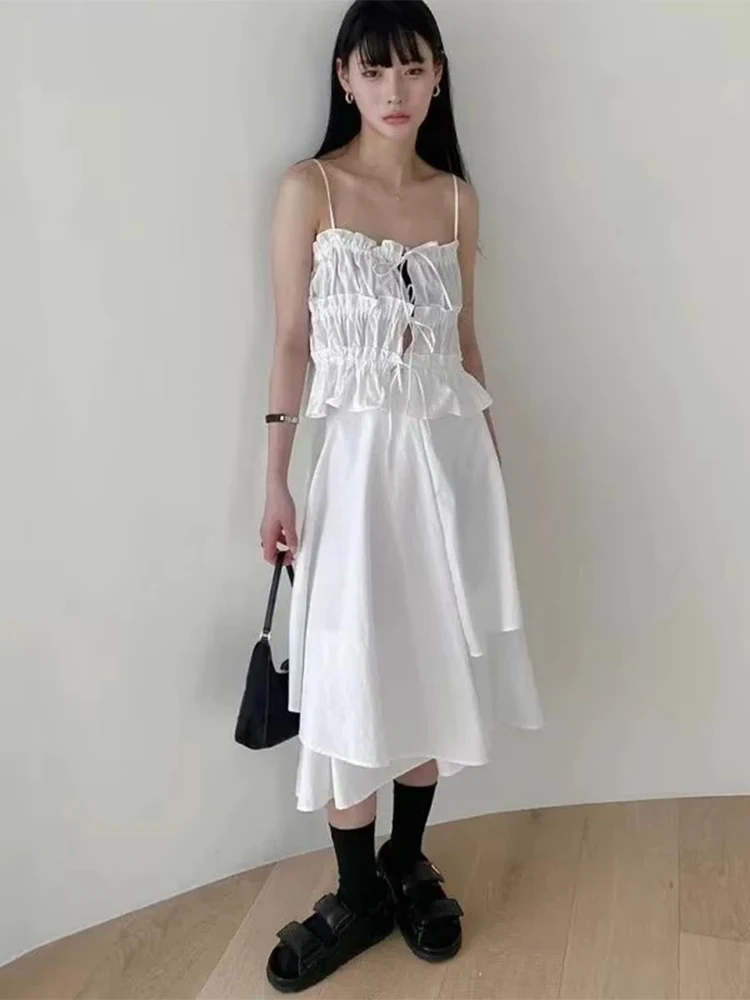 Liangliang ريترو 3D مصممة غير متناظرة f تنورة المرأة الصيف تصميم جديد ألف خط اللون تنورة طويلة عالية الخصر كوريا... #5