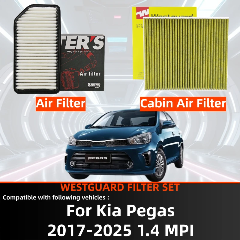 

For Kia Pegas 2017-2025 1.4 MPI WESTGUARD Filter Set Activated Carbon Cabin & Air Filter 281134X000 2SF79AQ000
