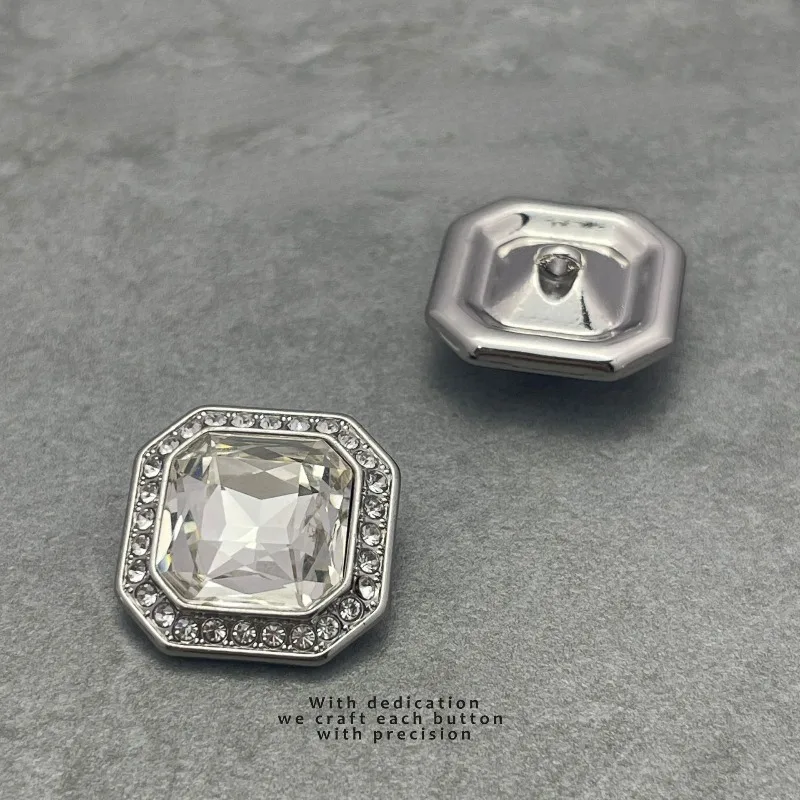 2 قطعة أزياء وأنيقة مضلع مربع حجر الراين سبائك الزنك زر DIY بها بنفسك الملابس فساتين جاكيتات شيونغسام الجينز قبعة أكياس