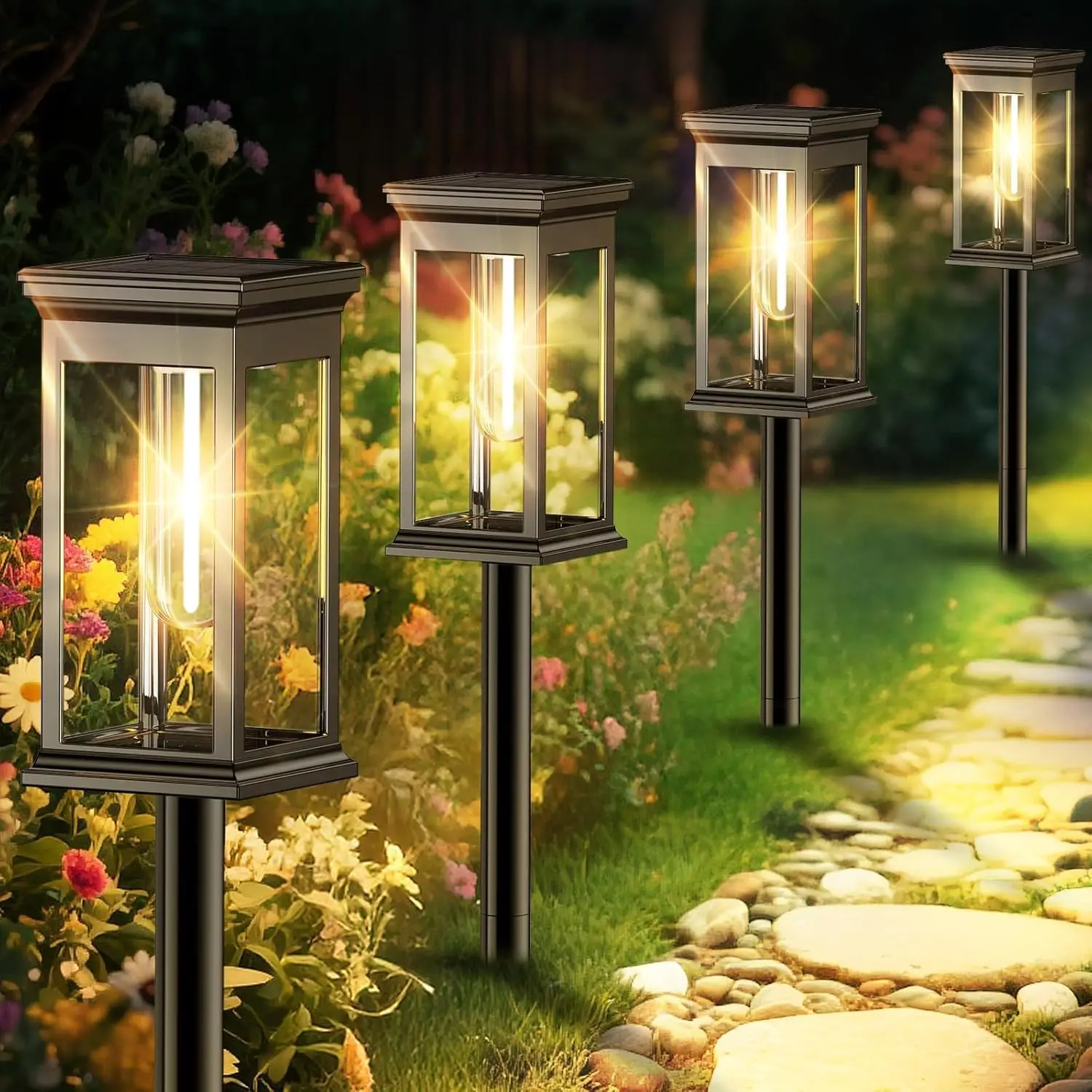 Lantern Lights Glass Globe 30cm 2-in-1 Adjustable Dusk to Dawn All Weather Brown