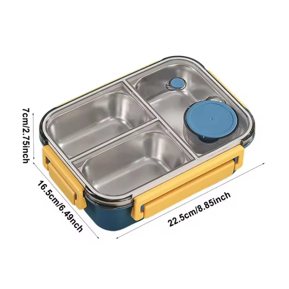 1pc Portable Stainless Steel Lunch Box 2-3 Compartment Insulated Lunch Container with Sections Perfect for Work Meals Picnics
