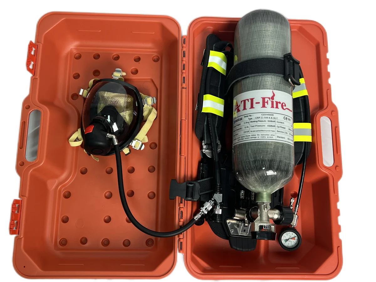 Safety fire protection equipment, self-contained breathing apparatus, full face shield, firefighter fire rescue 6.8-liter cylind