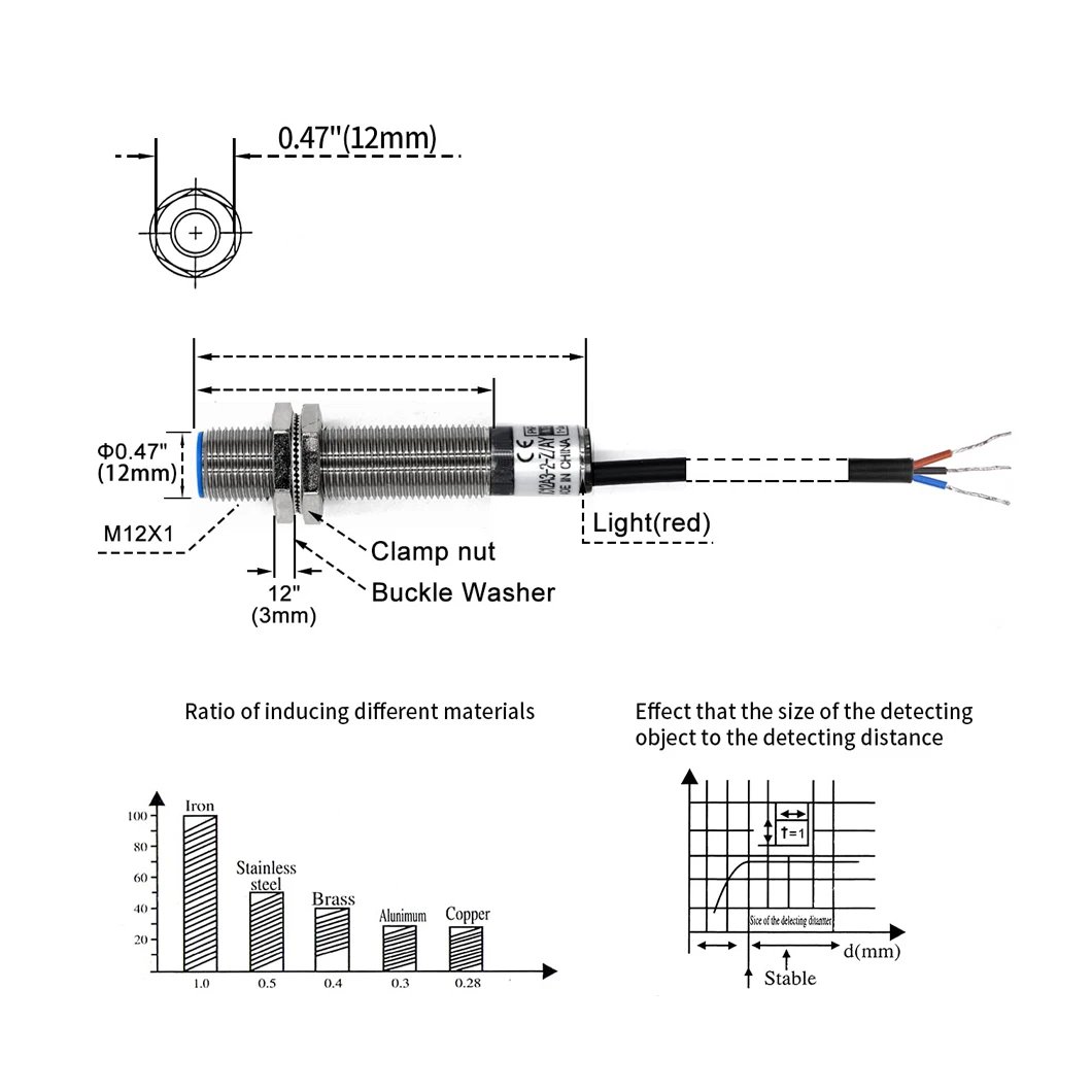 LJC12A3-2 M12 Mini Proximity Sensor Switch 2mm Sensing Distance Capactive Approach Sensor Switch DC6-36V/AC110-220V 200mA